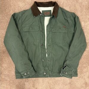 Woolrich Fleece Lined Chore Jacket Barn Coat Long Sleeve Green Mens Large